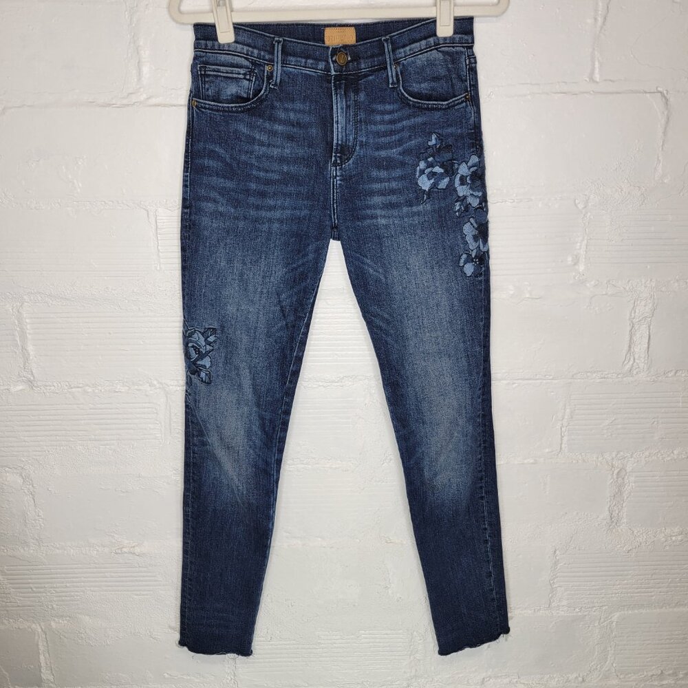 Driftwood Women's Size 27 Jeans Jackie Classic Fit Embroidered Raw Hem